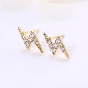 Wholesale Simple Mini Lightning Zircon Female Simple Stud Copper Earrings Wholesale