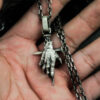 Wholesale Demon Hand Nail Cross Pendant Vintage Dark Gothic Pendant Necklace Men's Necklace in stock