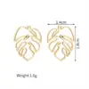 Wholesale 304 Stainless Steel Leaf PVD Coated Stone-Free 18K Real Gold Plated 18K Gold Elegant Waterproof Non Tarnish Hollow Out Gold Silver Earrings