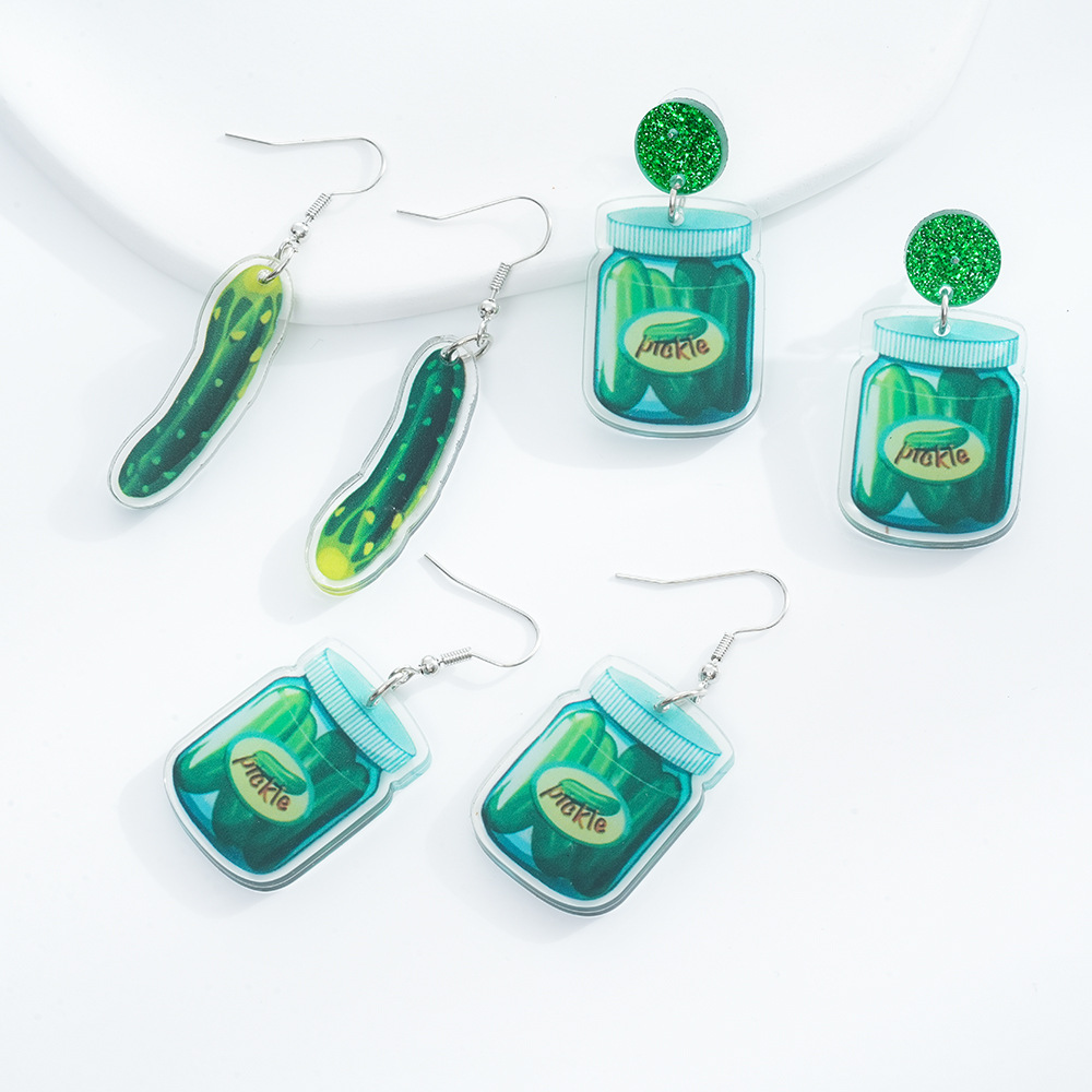Wholesale New transparent acrylic vegetable cucumber earrings cute personality trend acrylic ear hook ins creative jewelry