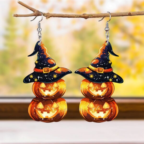 oly-3294d19d5a763b90d5916eb8aa8ab5f8 Wholesale Cross-border Halloween Carnival Party Demon Pumpkin Wizard Hat Acrylic Earrings Funny Personality Ghost Earrings