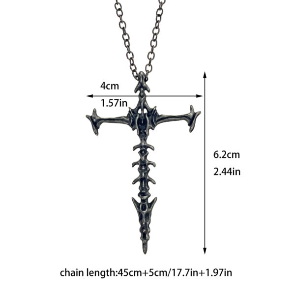 oly-32969d8f2d46665179623fe1544d87fd Wholesale Personalized Chiropractic Cross Necklace Couple's Hollow Retro Bones Dark Pendant Stereo Double-Sided Punk Necklace