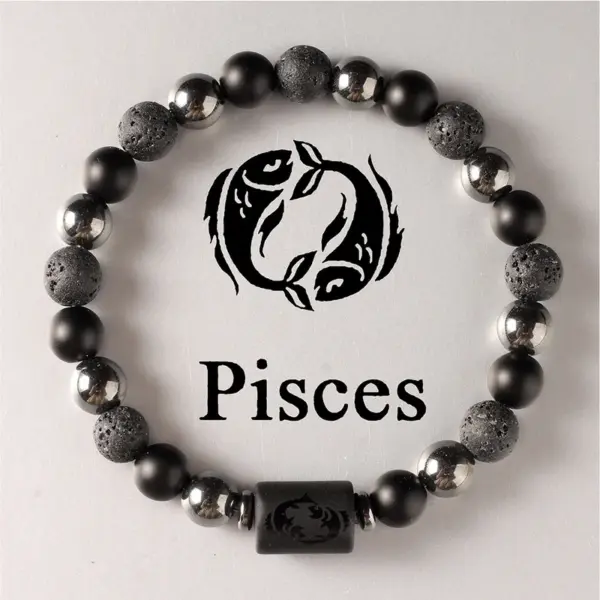 Wholesale Twelve Constellations Obsidian Black Stone Bracelet Boys Light Luxury Retro High-end Joker Bracelet Wholesale
