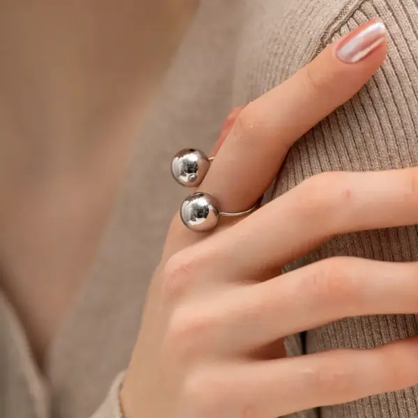 Wholesale Jewelry INS Style Simple Style Ball 304 Stainless Steel PVD Coated Plating Open Ring