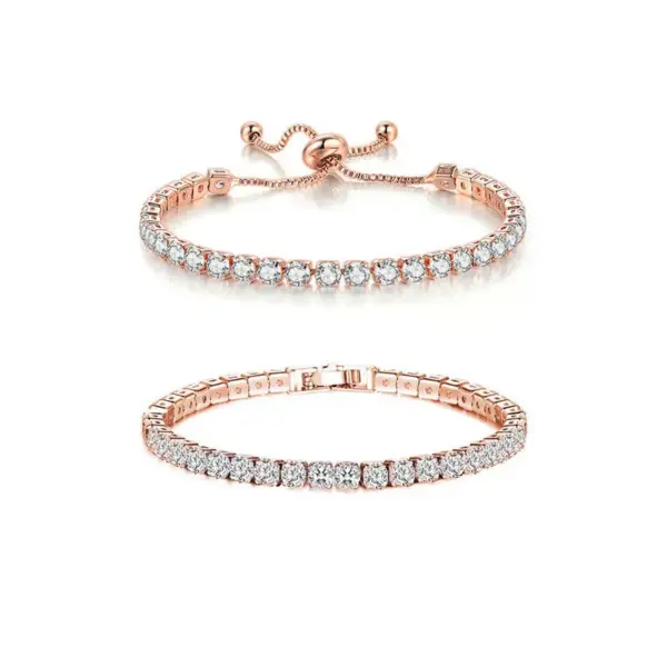 Wholesale Jewelry Elegant Geometric Copper Zircon Bracelets Box Chain Tennis Chain