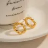 Wholesale 304 Stainless Steel Geometric PVD Coated 18K Real Gold Plated Real Gold Plated 18K Gold Basic Simple Style Waterproof Non Tarnish Gold Ear Studs