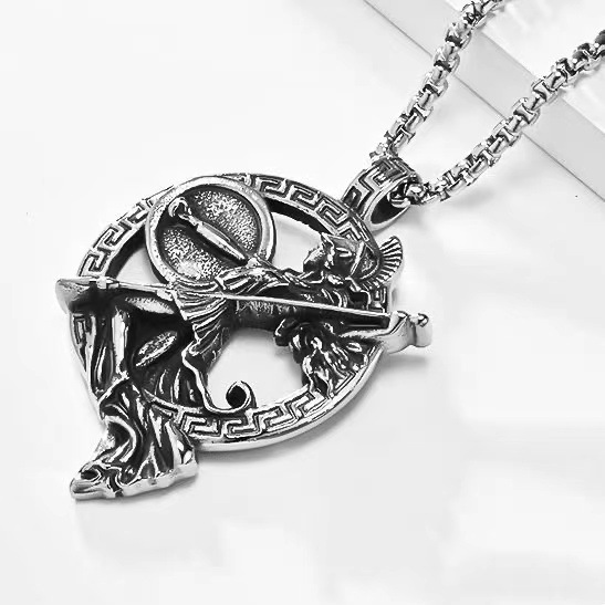 Wholesale Retro Cross Border Retro Greek Goddess Roman Mythical Warrior Fashion Personality Handsome Trendy Men's Hip Hop Pendant