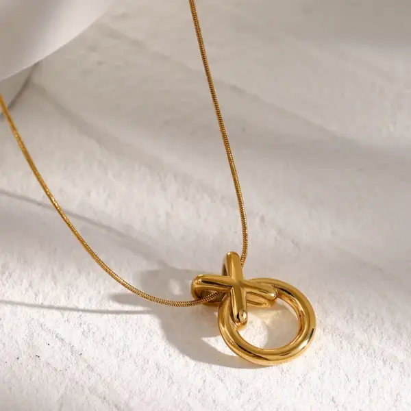 Wholesale Jewelry Basic Simple Style Classic Style Solid Color 304 Stainless Steel 18K Gold Plated PVD Coated Plating Cable Chain Pendant Necklace