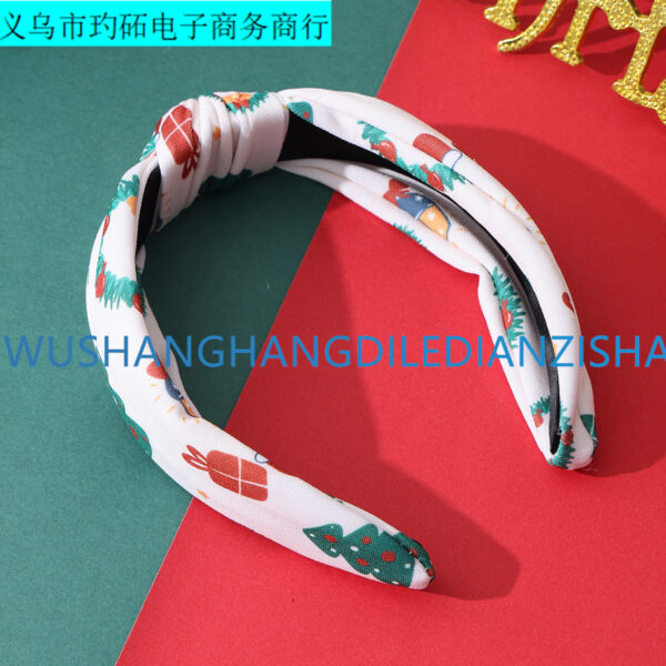 Wholesale Cross-Border New Christmas Party Ladies Headband Printed Santa Claus Holiday Decoration Headband Cross Fabric