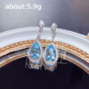 Wholesale Cao Shi's Online Celebrity Live Selling Temperament Color Treasure Water ops Aquamarine Zircon Long Earrings Mother's Day Gift