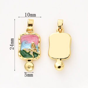 #229 18k gold zircon butterfly empty holder (with melon seed buckle)