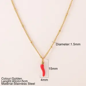 Clip Bead Necklace Red Pepper