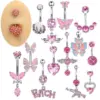 1 Piece 316 Stainless Steel Zircon Belly Rings Geometric