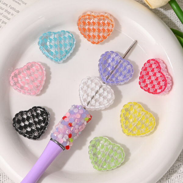 Wholesale Acrylic Heart Print Through-Hole Loose Beads OLY Exclusive