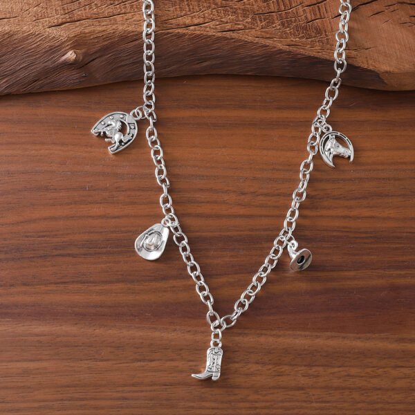 Wholesale Alloy Vintage Dark Skull Boots Pendant Necklace