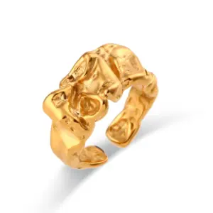 Irregular Tin Foil Open Ring-Gold / Adjustable