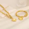 Wholesale PVD Coated 18K Gold Plated Heart Shape Stainless Steel Simple Style Waterproof Non Tarnish Bracelets Necklace