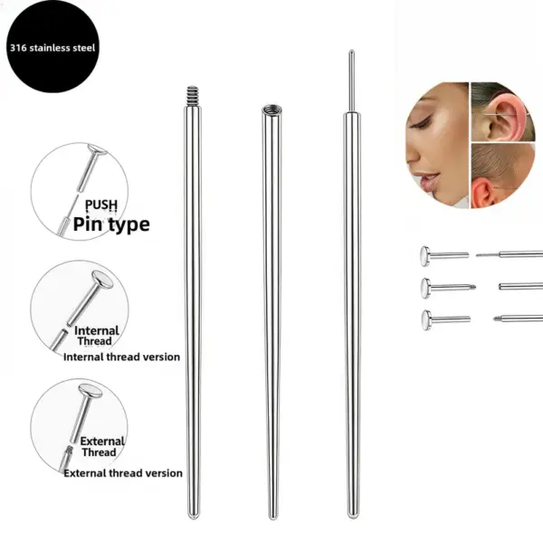Wholesale 316 Stainless Steel Geometric Pattern Piercing Auxiliary Tool Ear Bone Stud Lip Stud Navel Stud Piercing Guide Needle Straight Rod Curved Rod Needle Guide Rod Hip Hop Punk
