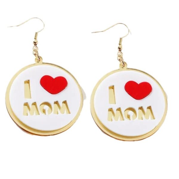 Wholesale Cross-border Mother's Day pattern round pendant earrings elegant simple acrylic jewelry fashion gift ear jewelry