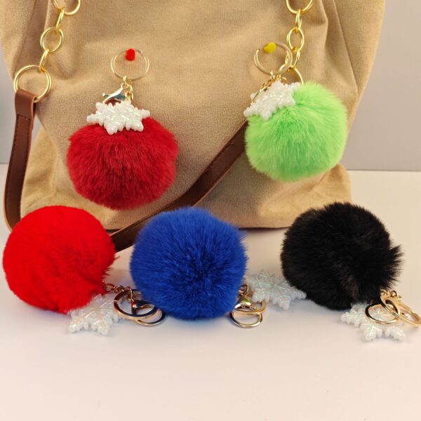Wholesale Creative Snowflake Fur Ball Keychain Pendant Imitation Rex Rabbit Plush Bag Pendant Fur Ball Accessories Keychain Pendant
