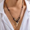 Wholesale European and American fashion personalized wooden beads shark tooth necklace jewelry men's hip hop niche high-grade simple cross-border jewelry
