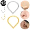 Wholesale 1 Piece Nose Rings & Studs Elegant Simple Style Water Droplets Pure Titanium Alloy Zircon Vacuum Plating 14K Gold Plated White Ear Cartilage