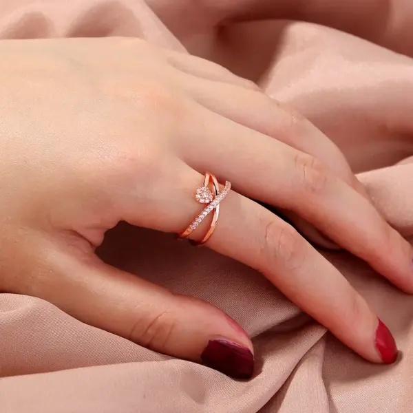 Wholesale Copper Leaf Crown Butterfly Zircon Open Rings