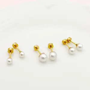Wholesale PVD Coated Real Gold Plated 14K Gold Round 304 Stainless Steel Casual Simple Style Waterproof Non Tarnish Ear Studs