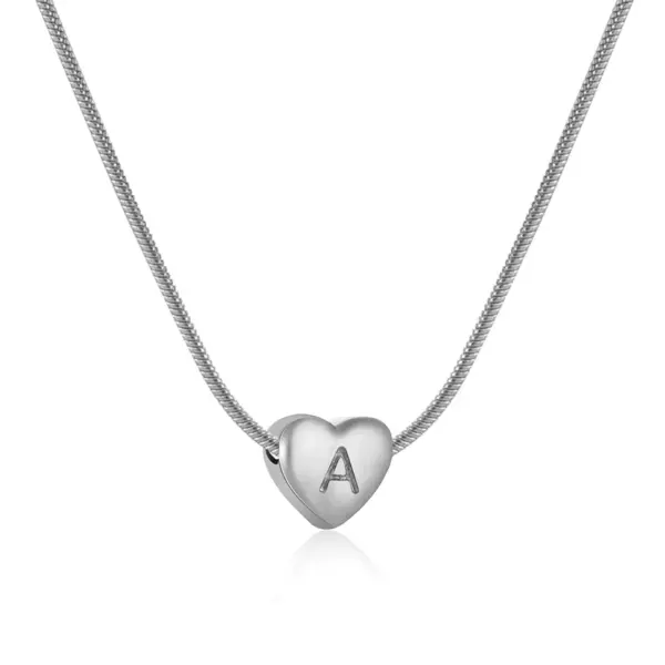 Wholesale Stainless Steel Simple Style Polishing Letter Heart Shape Pendant Necklace