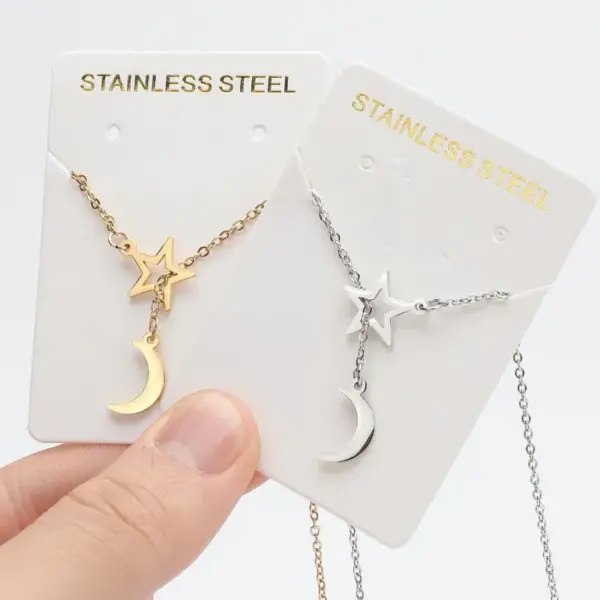 PVD Coated 18K Gold Real Gold Plated Star Moon 201 Stainless Steel Modern Style Simple Style Waterproof Non Tarnish 201 Stainless Steel Pendant Necklace