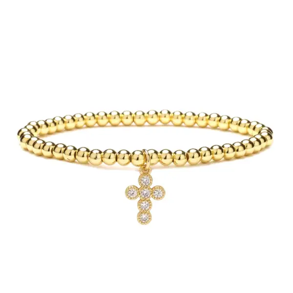 Wholesale 1 Piece Artistic Cross Heart Shape Copper Inlay Zircon Bracelets