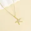 Wholesale PVD Coated 18K Gold Plated Starfish 304 Stainless Steel Romantic Shiny Waterproof Non Tarnish 304 Stainless Steel Pendant Necklace
