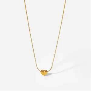 Wholesale PVD Coated Real Gold Plated Heart Shape Titanium Steel Sweet Waterproof Non Tarnish Necklace