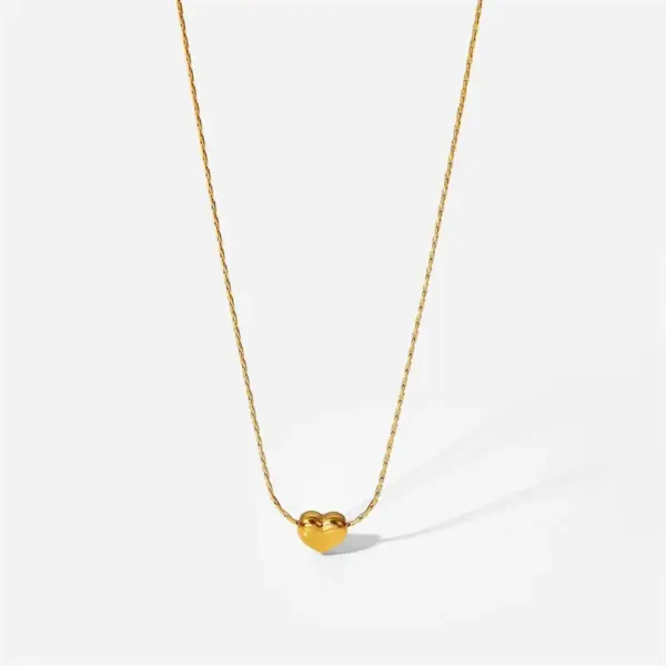 Wholesale PVD Coated Real Gold Plated Heart Shape Titanium Steel Sweet Waterproof Non Tarnish Necklace
