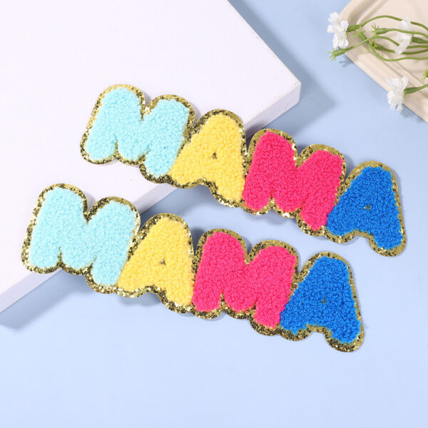 Wholesale English Letter Mama Pattern Embroidered Clothing Accessories Embroider Patch Patch Free Sewing Hot Melt Glue Ironing