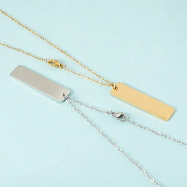 Wholesale PVD Coated Real Gold Plated Geometric Customization Laser Engraving 304 Stainless Steel Simple Style Waterproof Non Tarnish 304 Stainless Steel Pendant Necklace