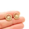 Wholesale PVD Coated 18K Gold Real Gold Plated Flower 304 Stainless Steel Simple Style Waterproof Non Tarnish Ear Studs