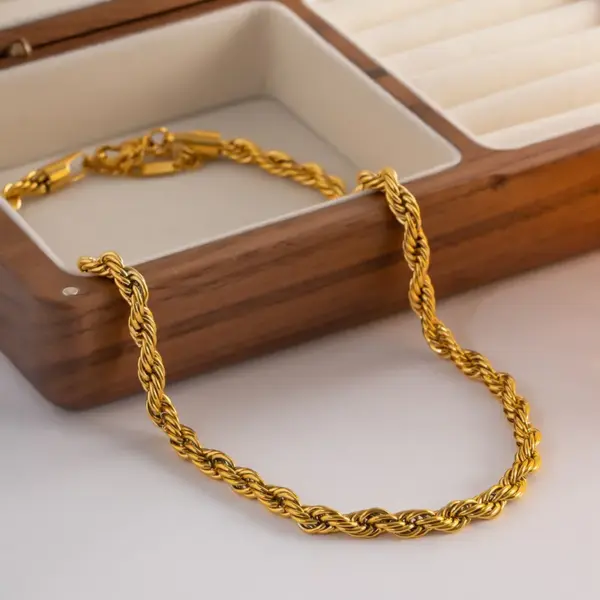 Wholesale Jewelry Simple Style Twist Stainless Steel Titanium Steel PVD Coated Plating Necklace