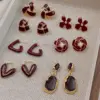 Wholesale Ankela Red Drip Oil Earrings Women's Artistic Vintage White Enhancing Fashionable Luxury Feelings Ear Jewelry