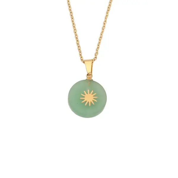 Wholesale Pastoral Geometric Natural Stone 18K Gold Plated Natural Stone Pendant Necklace In Bulk