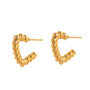 Twist Love Heart Stud Earrings Yellow / Gold