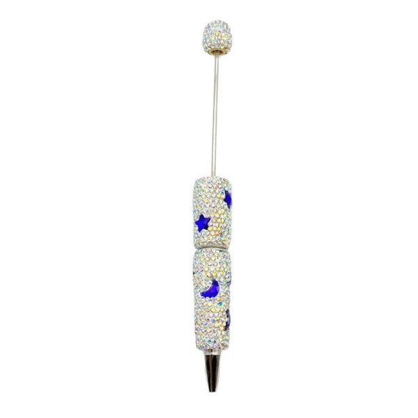 Wholesale DIY cute star moon beaded pen colorful full diamond bead ball pen cross-border explosions cute grain pen