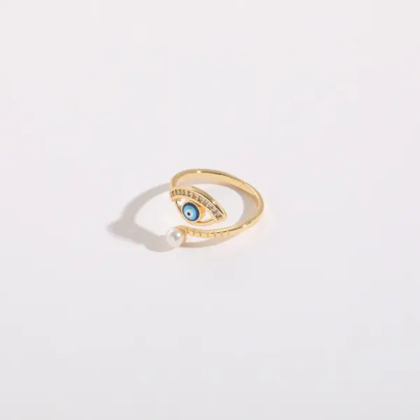 Wholesale Simple Style Devil's Eye Copper Plating Inlay Zircon 14k Gold Plated Rings