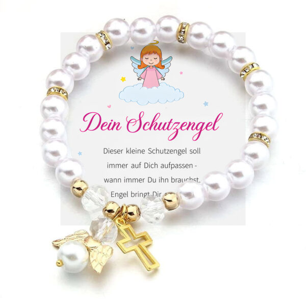 Wholesale White Pearl Bracelet Love Wings Diamond Ring Women Holiday Gift Bracelet Pink Pearl Angel Bracelet