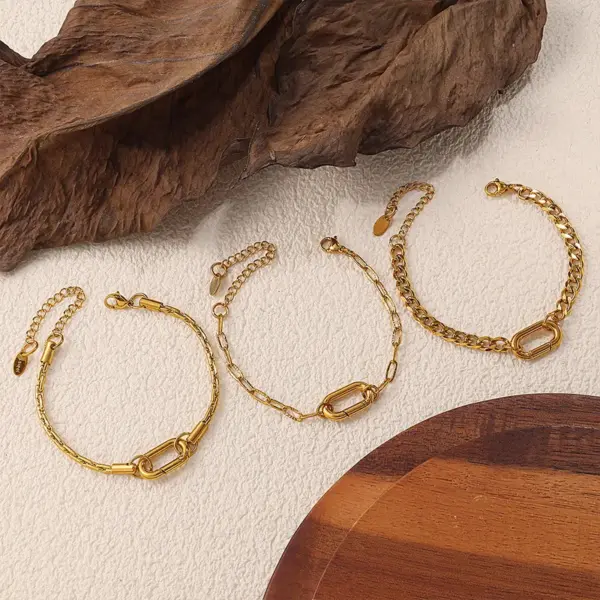 Wholesale Ins Style Bracelet High-Grade Necklace Cute Fashion Jewelry Oval Heavy Industry Clavicle Chain Woven Chain