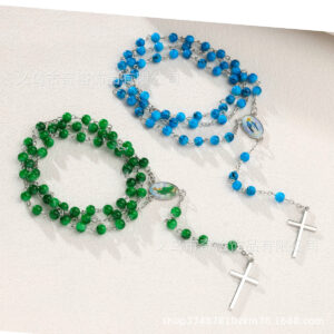 Wholesale 6mm brushed bead cross necklace