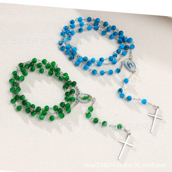 Wholesale 6mm brushed bead cross necklace