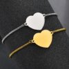 PVD Coated Real Gold Plated 18K Gold Heart 304 Stainless Steel Fashion Waterproof Non Tarnish 304 Stainless Steel Bracelets