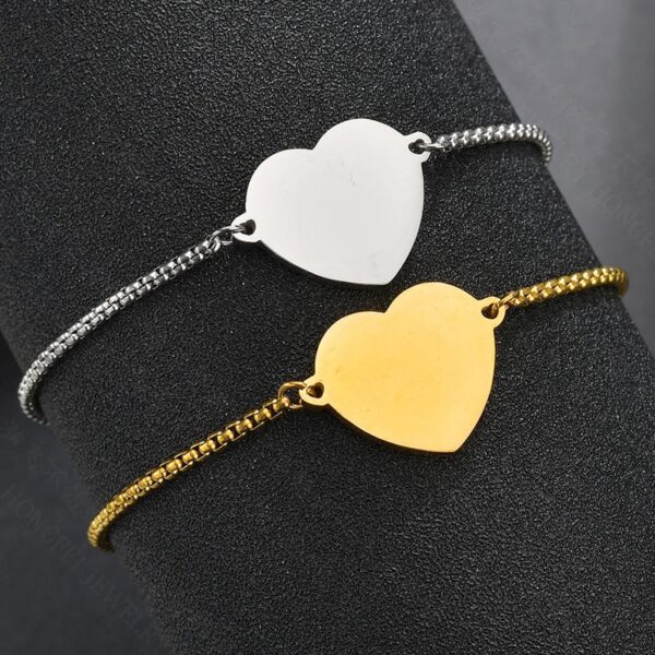 PVD Coated Real Gold Plated 18K Gold Heart 304 Stainless Steel Fashion Waterproof Non Tarnish 304 Stainless Steel Bracelets