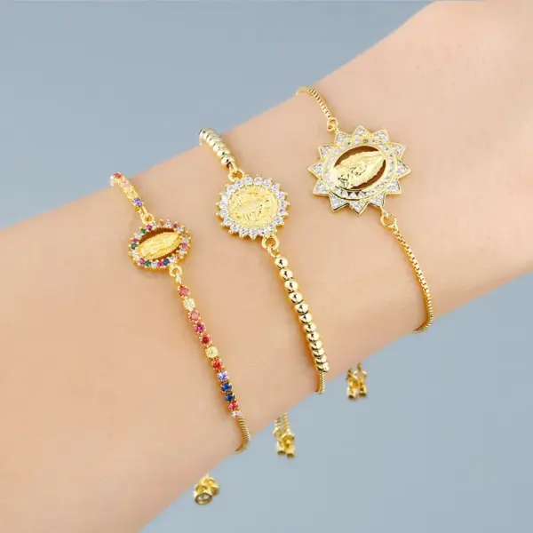 Wholesale Fashion Geometric Copper 18k Gold Plated Artificial Gemstones Bracelets In Bulk